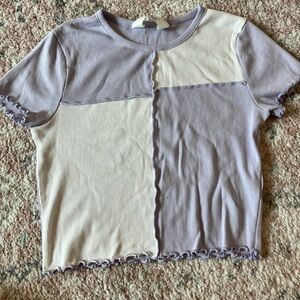 H&M Lavender and White Ribbed Top